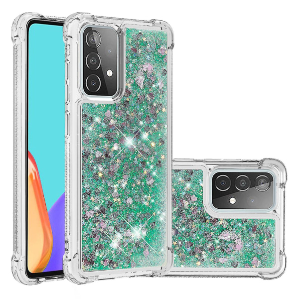 Samsung Galaxy A52 5g/4g Cover Glitter Flydende Gennemsigtig Glitrende skinnende Bling Krystalklart Flydende Quicksand Cover Tpu Silikone - Grøn