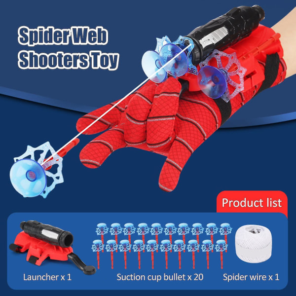 Spider Man Custome Handske Web Shooter Blaster Launcher Dart Present Barnleksak
