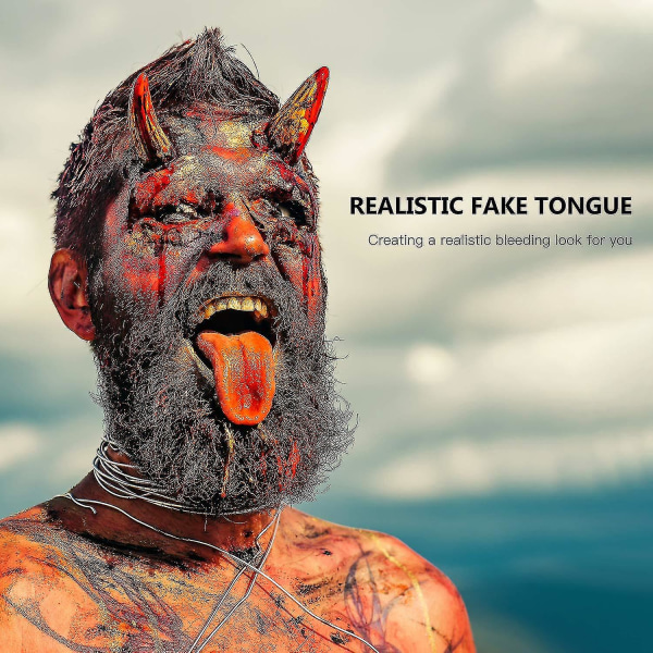 2 stycken realistiska falska tungor töjbara falska tungor tricks konstgjord tunga prop hemsk realistisk tunga halloween
