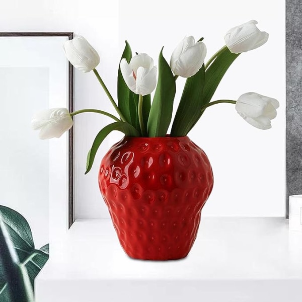 Nordic Ceramics Jordgubbsvaser Blomkruka Container Mittpunkt Dekorativt blomsterarrangemang för hem Vardagsrum Trädgård sovrumsinredning