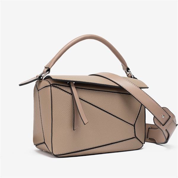 Kvinnors Box Design Tote Bag Axelväska Grå Vit Svart Blanco