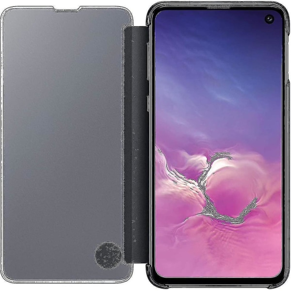 For Samsung Galaxy S10 Beskyttende Gjennomsiktig View Folio Deksel Etui - Svart