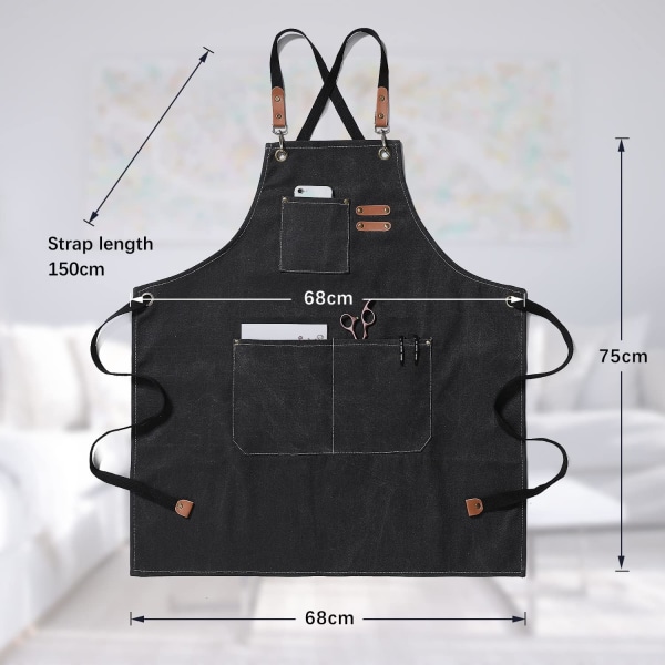 Chiefs-esiliina, puuvillakangasesiliina, jossa suuri tasku, säädettävä cowboy-unisex-työkaluesiliina