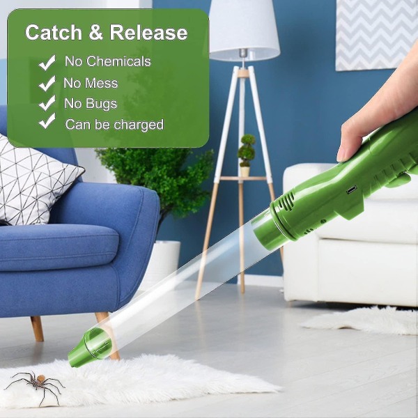 Insektstøvsuger Fanger Håndholdt Vakuum Edderkopp Skadedyrbekjempelse Bug Catcher Med Usb Lader