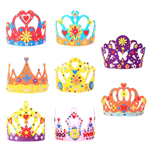 Prinsessan Tiarat käsityö, 8 kpl Lasten DIY Huopa Kruunut Syntymäpäiväjuhlat Tiarat Tee Omat Kruunut Tytölle Prinsessan Syntymäpäiville