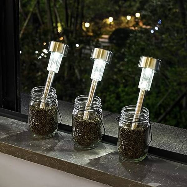 12 Pakk Solcelledrevne Utelys For Gangsti, Rustfritt Stål Solcelledrevne Utelys Vanntette, LED Landskapsbelysning Solcelledrevne Gangstilys For Landskap/ Terrasse