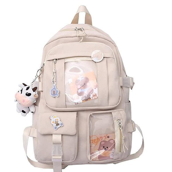 Reppu söpöillä pinni-lisävarusteilla, pehmoinen riipus Kawaii-reppu