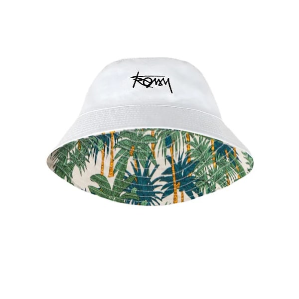 Dubbelsidig blommig fiskarehatt herr dam XL storlek bokstav stort huvud hatt sommar casual street solhatt Bob Panama Blanco M (56-58cm)