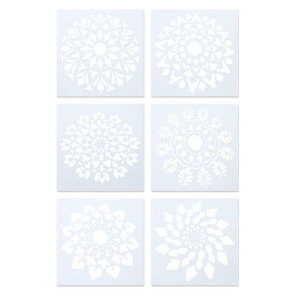 6 kpl Stenssilarkkia Piirustusmalleja Mandala Pistemaalausmalleja Kukkasstencilit DIY-stencilit