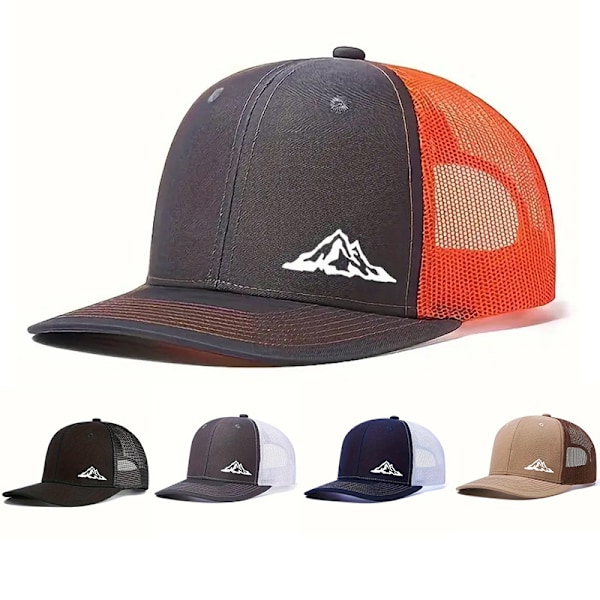 Unisex Andningsbar Mesh Justerbar Snapback Cap, Förböjd Bergstryck Snygg Baseballkeps, Lämplig för Utomhussporter