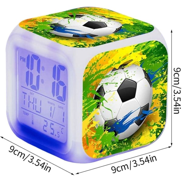 Digital fotballklokke,digital soveromsklokke med LED-skjerm | Kreativ LED-klokke Med Tid Uke Måned Temperatur Visning For Barn