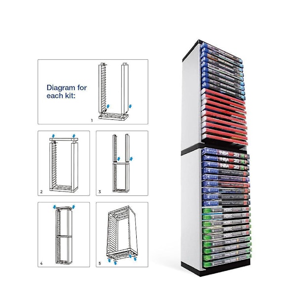 PS5 Spelhållare Spel Förvaring Organizer - 36 CD Spelhållare Disk Tower För PS5 - Spelbox Förvaringstorn