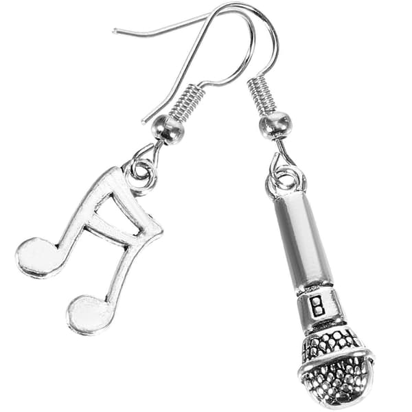 Mikrofon Dangle Øreringe 1Par Sølvlegering Dekorative Øreringe til Pige Alsidig Styling Silver 4.30X0.80X0.60CM