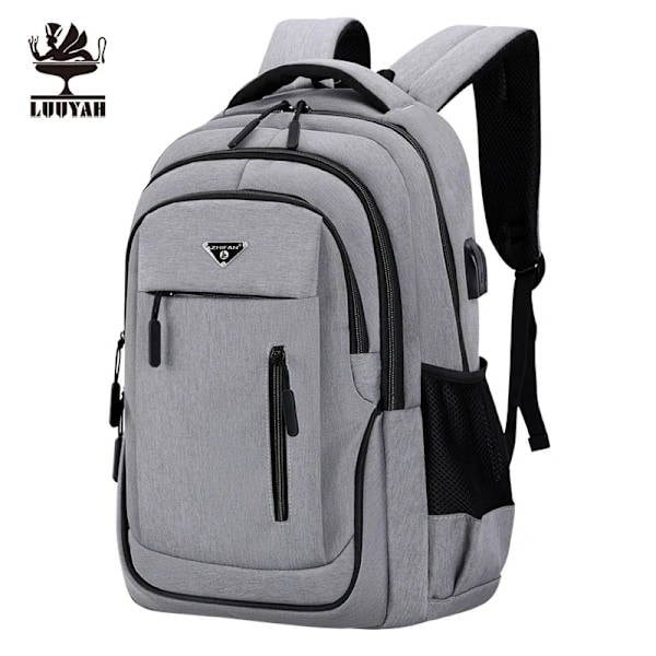 USB-laddningsbar affärsdatorryggsäck med hög kapacitet, casual ryggsäck, studentresväska Light Gray