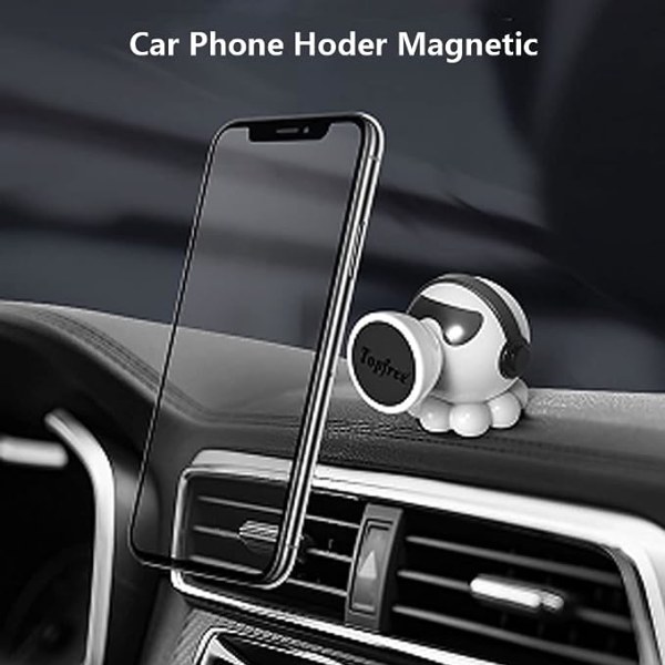 Søt magnetisk telefonholder for bilfeste, 360° justerbar magnetisk biltelefonfeste magnet mobiltelefonfeste kompatibel med iPhone Samsung (hvit)