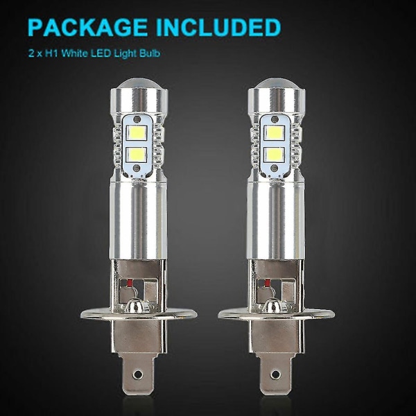 2x H1 LED-strålkastare Glödlampor Konverteringskit Hög/Låg Stråle Dimljus 100w 6000k
