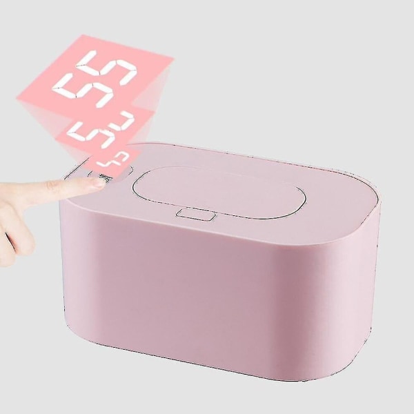Uusi pyyhkeenlämmitin, märkäpyyhe-annostelija lautasliinan lämmityslaatikko kotiin/autokäyttöön Minipyyhkeenlämmittimen case desinfiointipyyhkeet (väri: vaaleanpunainen