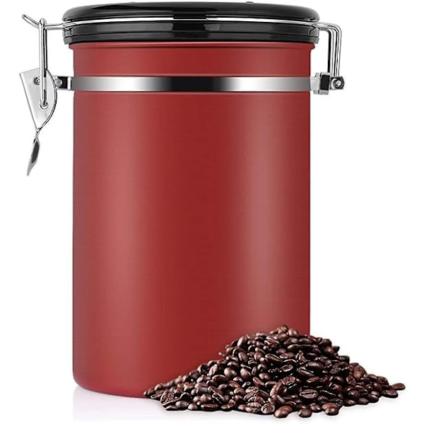 Kaffekanne Stor Lufttett Rustfritt Stål Kaffe Te Oppbevaringsboks Svart Kjøkken Oppbevaringsbokser Kanne For Kaffe Te (Farge: Rød)