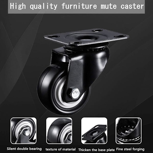 Casterhjul, Mobile Caster Mute Leje Gummi Vognhjul Med Bremse Heavy Duty