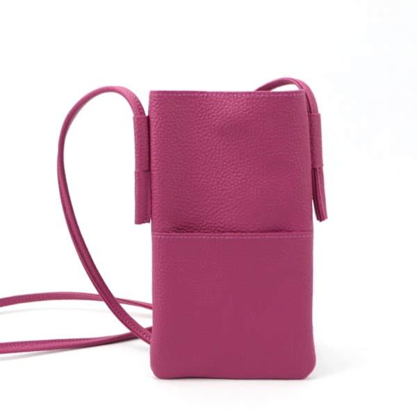 Uusi mukautettu aito nahkainen matkapuhelinlaukku olkalaukku säädettävällä hihnalla iPhonelle taskulokerolla SJB238 rose pink