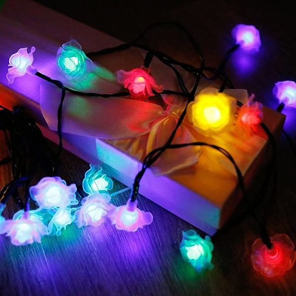 30 LED:n aurinkoketjuvalot 20FT Romanttinen Ruusu Aurinko LED Patio Ketju Vedenkestävä Jouluvalot Ulkolamppu Puutarhaan Pihalle Kotiin Jouluun
