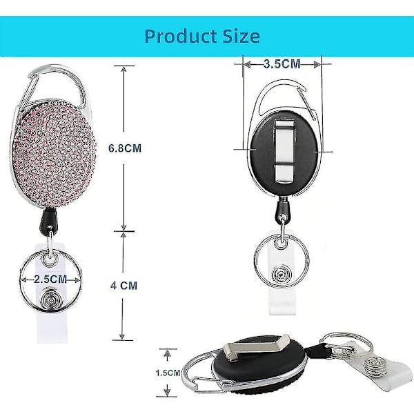 Utvidbar 3-delt ID-kort Jojo, Inntrekkbar ID-kortholder Nøkkelrull Nøkkelring Lanyard Utvidbar for nøkler, Kortholder ID-kortholder