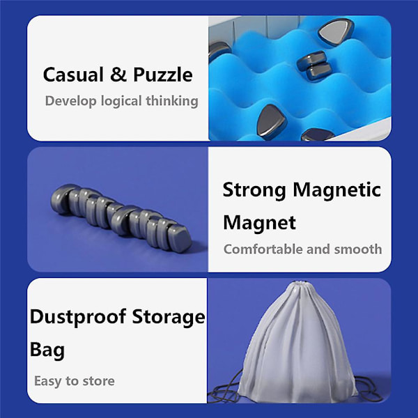 Magnetiskt schackspel med flera spelare, magnetiskt schackset med stenar, magnetisk schackbräda för barn