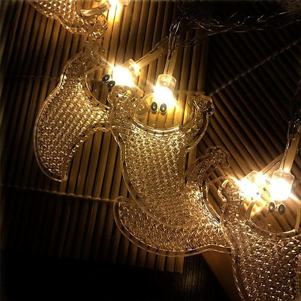 Halloween Dekorationslys Halloween Lyskæde, Batteridrevet Fe Lys, 1,5m Bat Ghost Lyskæde med 10 LED Hver til Hjem, Have, Ho