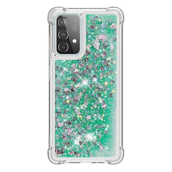 Kompatibelt Samsung Galaxy A52 5g/4g Fodral Glitter Flytande Transparent Bling Bling Kristallklart Flytande Flytande Sandfodral Tpu Silikon - Grön