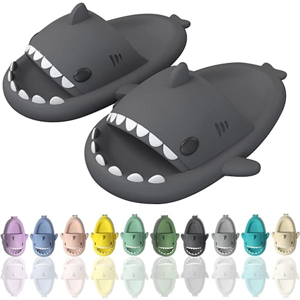 Cartoon Shark Flip Flops, halkfria tjocka sulor strand Flip Flops, snabbtorkande roliga pool sandaler distant mountain ash 38/39