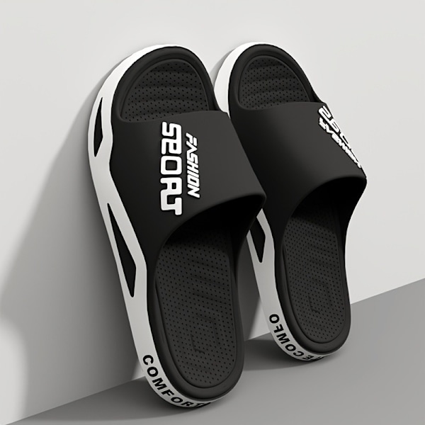 Herre Ultra Soft Slides Skridsikre Lette Slippers Åben Tå Sko Indendørs Udendørs Strand Bruser Blanco 44-45