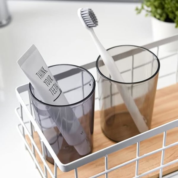 Plasttandborstekopp 300ml, Genomskinlig Badrumskopp, Tandborstehållare, Drickskopp (Blå)