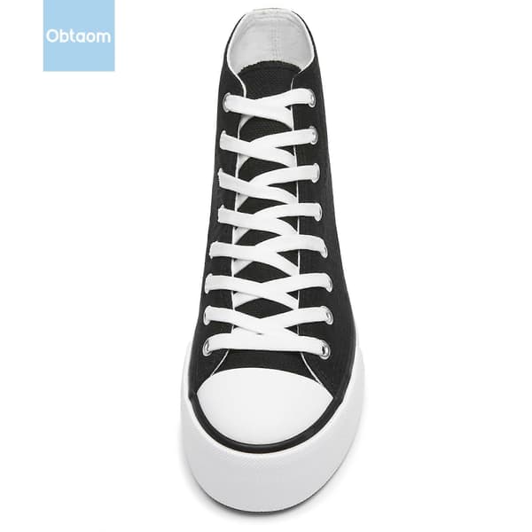 Platform High Top Canvas Sko til kvinder Behagelige Platform Hi Top Canvas Mode Sneakers til kvinder Søde Mid Calf Canvas black EU44