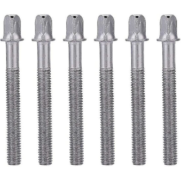 Stämmskruvar, Trumspänningsstav, Bastrumset med Stämmskruvar Tillbehör Reservdelar Ersättning för Musikinstrument (6 st, Silver)