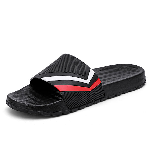 Herrsandal i andningsbart material för sommaren, platta skor, öppen tå, halkfria, strandmode Negro 44