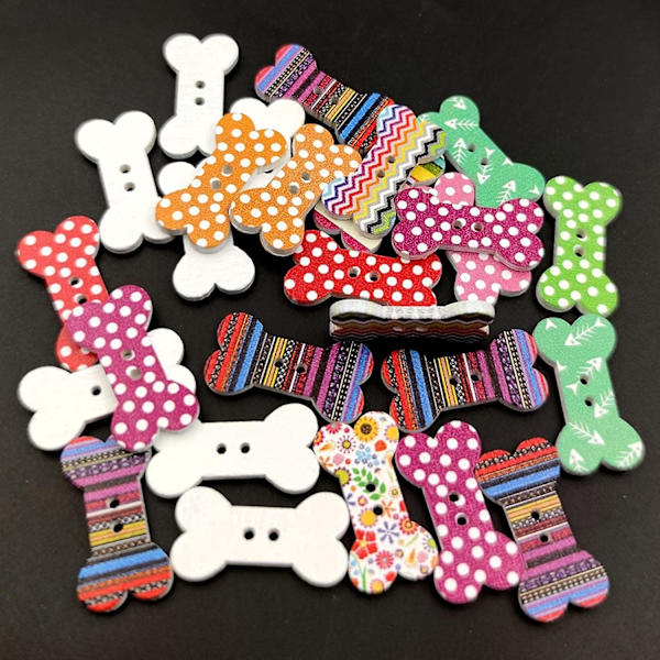 100x Fargerike Tretre Knapper Hundehull Til Strikking Scrapbooking