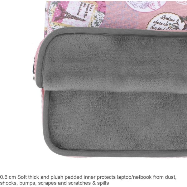Vandtæt 13 13,3 tommer lærreds-laptop-sleeve med ekstra taske (Romantic Pink)