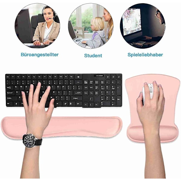 Ergonomisk Musmatta Med Gelkudde Tangentbord Handledsstöd Musmatta & Tangentbord Handledsstöd Set Rosa