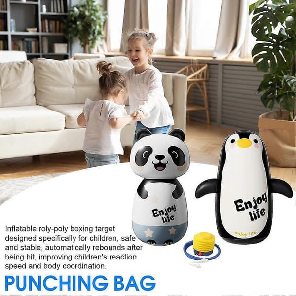 Boksesekk for barn 65 cm oppblåsbar dinosaur-boksesekk penguin