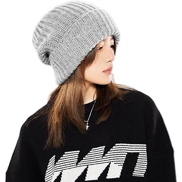 Strikhue til kvinder, afslappet beanie, gadetøj, chunky strik
