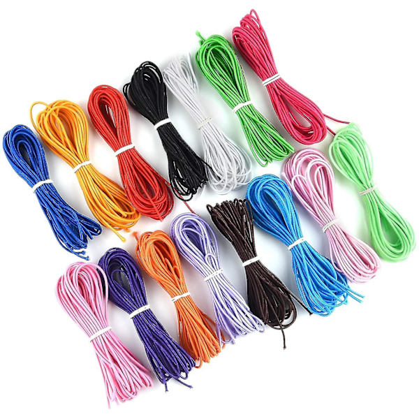 Fargede Elastiske Snører 1mm Elastisk String Armbånd Elastisk 15 Stk X 4m