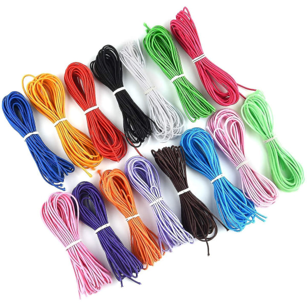 Farget elastisk snor 1mm elastisk strengarmbånd elastisk 15 stk X 4m