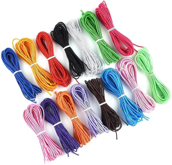 Farvet Elastisk Snøre 1mm Elastisk Snor Armbånd Elastisk 15 Stk X 4m