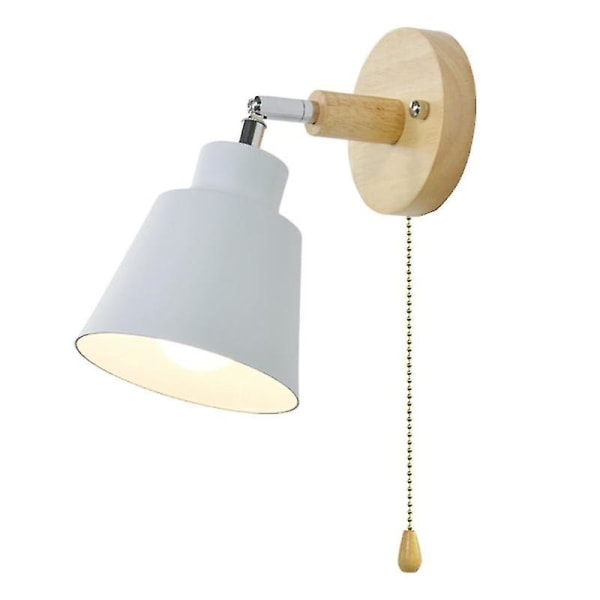 Nordic Wooden Vägglampa Vägglampa Vägglampa Sconce Vägglampa För sovrumskorridor Med Zip Switch Fritt Roterbar