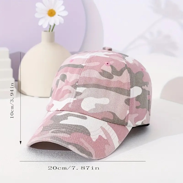 Rosa kamouflage basebollkeps Casual Curved Brim solhatt Justerbar Hip Hop pappahattar för kvinnor