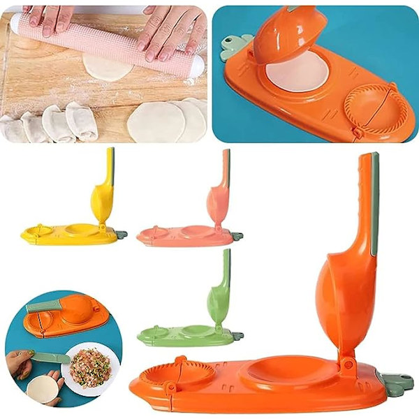 2 i 1 Dumpling Maker, DIY Dumpling Maker Mold Dumpling Wrapper Maker, Kreativ Dumpling Making Tool (Rosa)