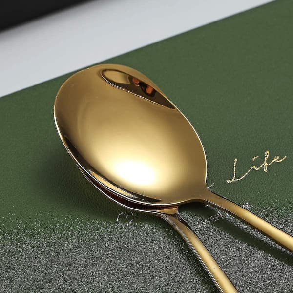 Guld serveringsskeer 4 stk, Inkluder 2 serveringsskeer 2 hulskeer