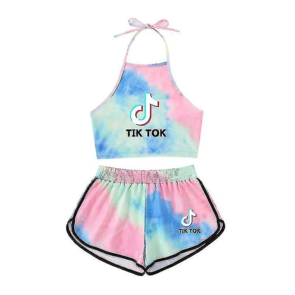 Sommarprint 2-delars Set Crop Top + Shorts Hög Midja Korta Byxor Casual Strand Casual Sportkläder Kvinnor Shorts Set Bxtz-01-c029 S
