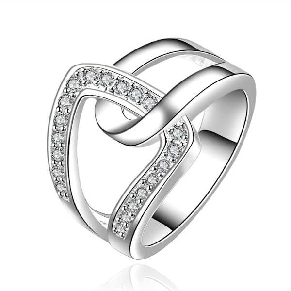 925 Sterling Silver Hollow Zircon Inlaid Ring Smycken Charm 7, 8, 9, 10 8