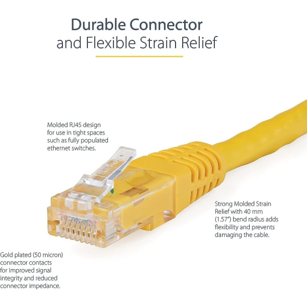1ft Cat6 Ethernet-kaapeli - Keltainen Cat 6 Gigabit Ethernet-johto -650mhz 100w Poe Rj45 Utp Muovattu Verkko-/paikkajohto W/vedonpoisto/f